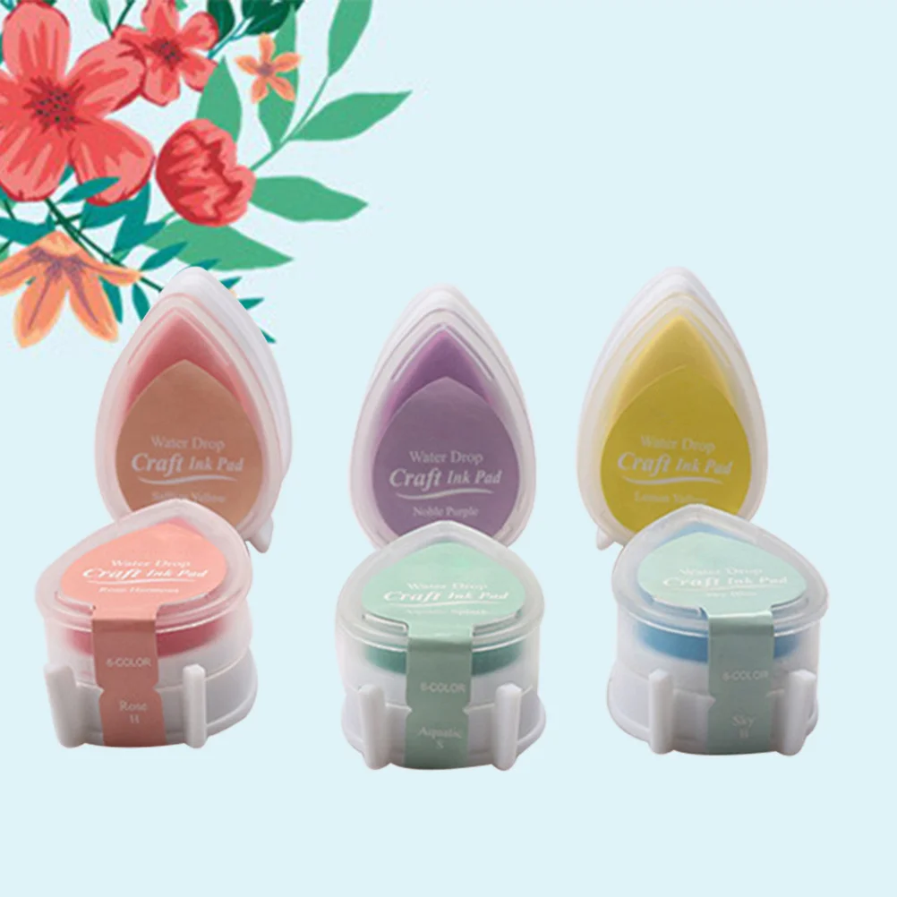 

6Pcs Pearl Ink Pads Water Soluble Quick Colorful Ink Stamp Pads for DIY Finger Painting Scrapbooking Art Craft