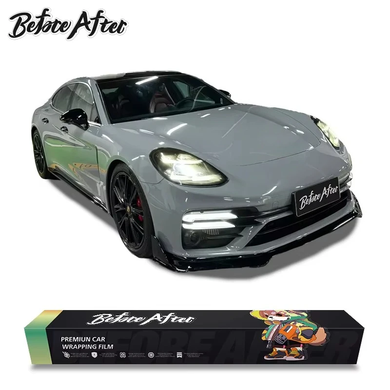 

1.52*17m High Glossy Grey Auto Stickers for Car Adhesive Vinyl Super Glossy Arctic Grey Self-healing Wrap Film