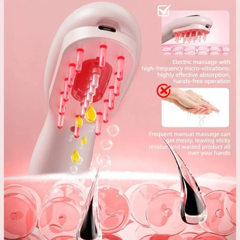 Electric Hair Growth Massage Comb with Hair Oil Dispenser Red Blue Light Therapy High Frequency Vibration Scalp Massager JJ5377