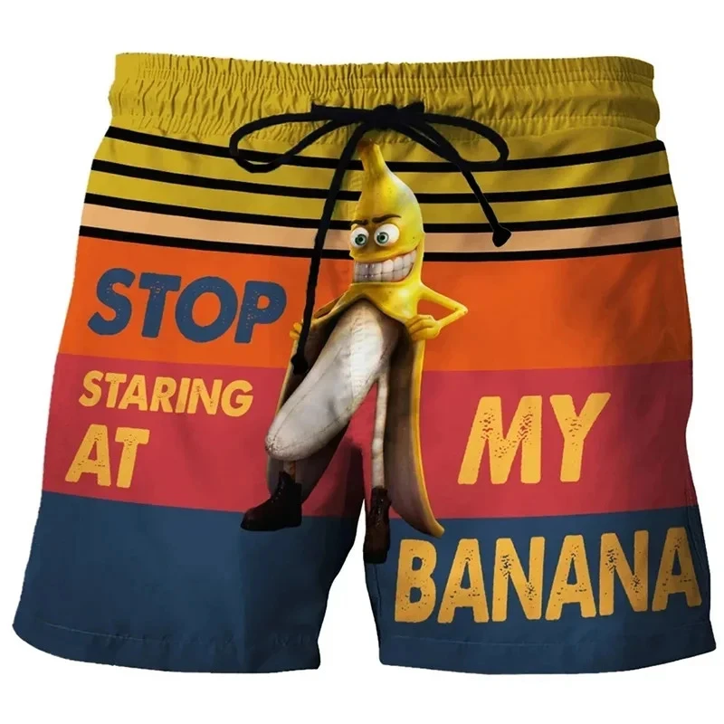 3D Printed Funny Fruit Banana Shorts Men Women Fashion Swim Trunks Fun Animal Cock Print Vacation SurF Board Pants Beach Shorts