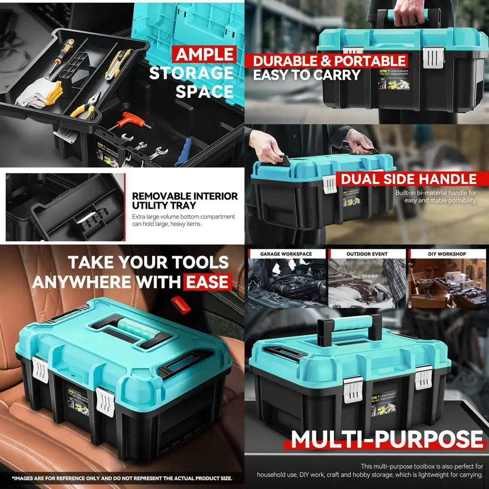 

Портативный набор из двух ящиков для инструментов с выдвижными лотками, 17 дюймов, синий, идеально подходит для гаража, мастерской, офиса и хранения в багажнике автомобиля