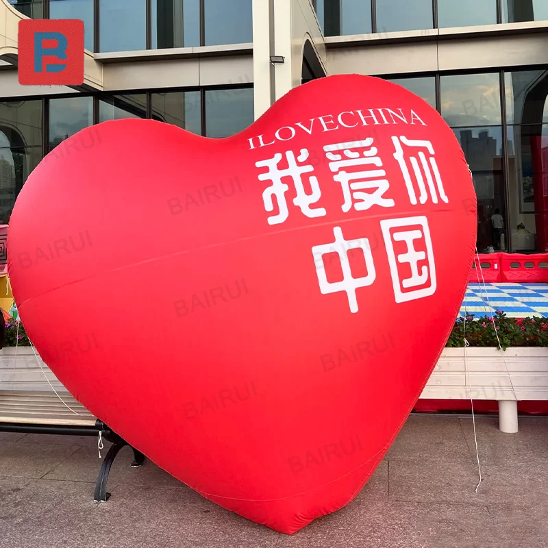 Custom Inflatable Red Heart I Love China air modleFor Advertising Air Love Shape Balloon Decoration