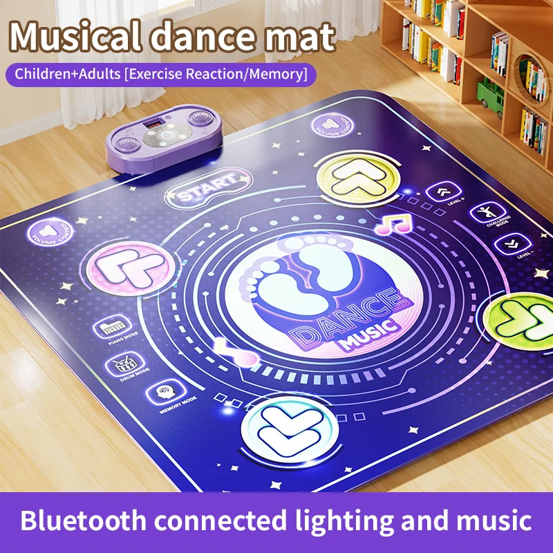 Mata muzyczna do tańca, zabawki sportowe i fitness dla dzieci, dynamiczna mata do gier przygodowych, świecąca mata Bluetooth, zabawki do skakania