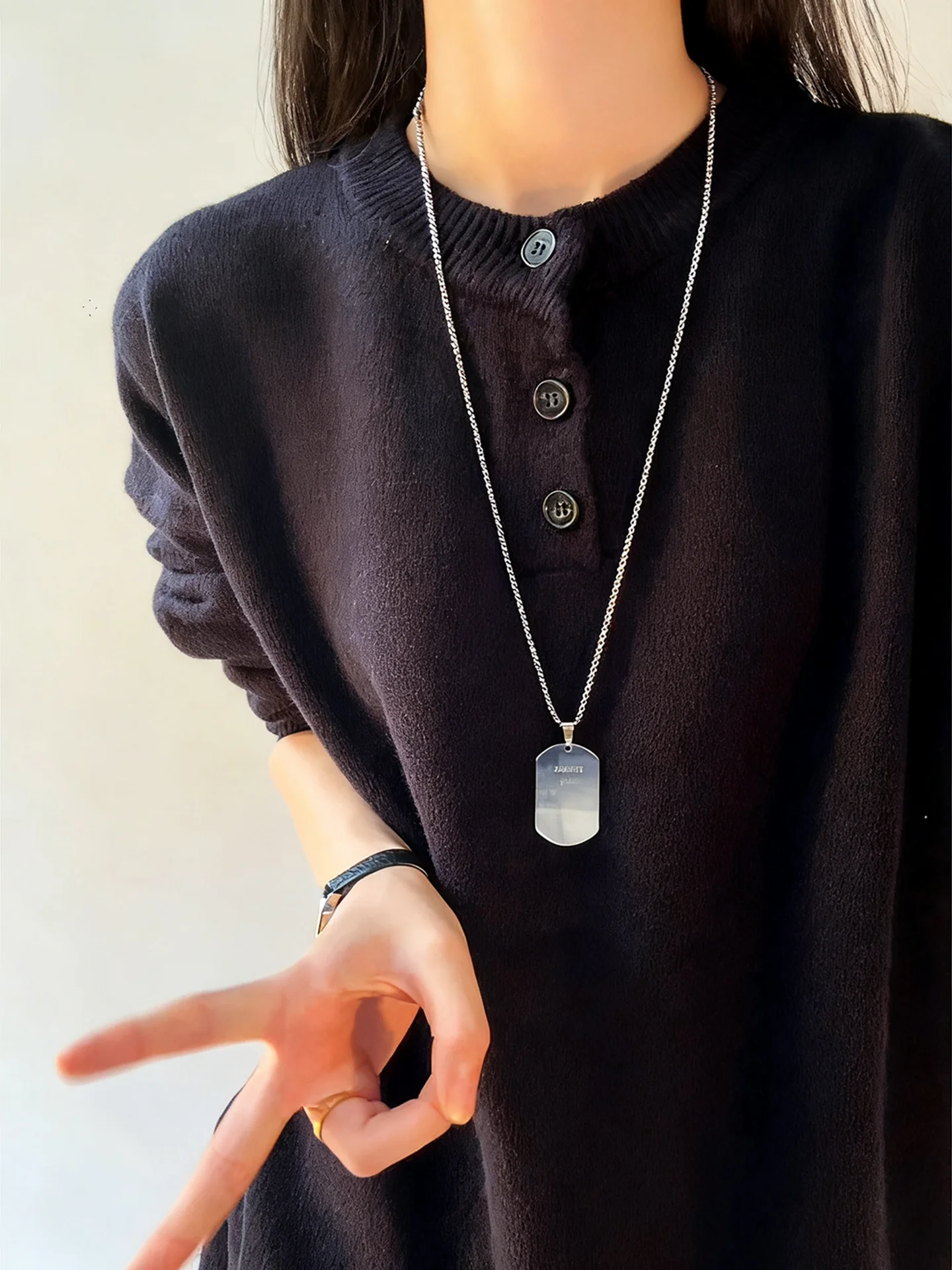 

Мужской трикотажный джемпер с воротником хенли, свободного кроя, с длинным рукавом, для повседневной носки, осень-зима, в американском стиле, Cleanfit