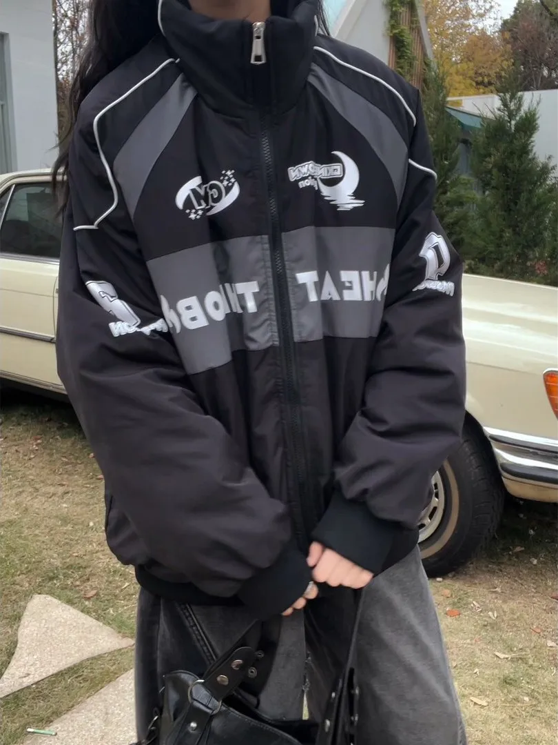 

American Vintage Motorcycle Cotton Jaet Men's High-End Color Blo Racing Suit Winter Outerwear Trendy Youth Casual Coat