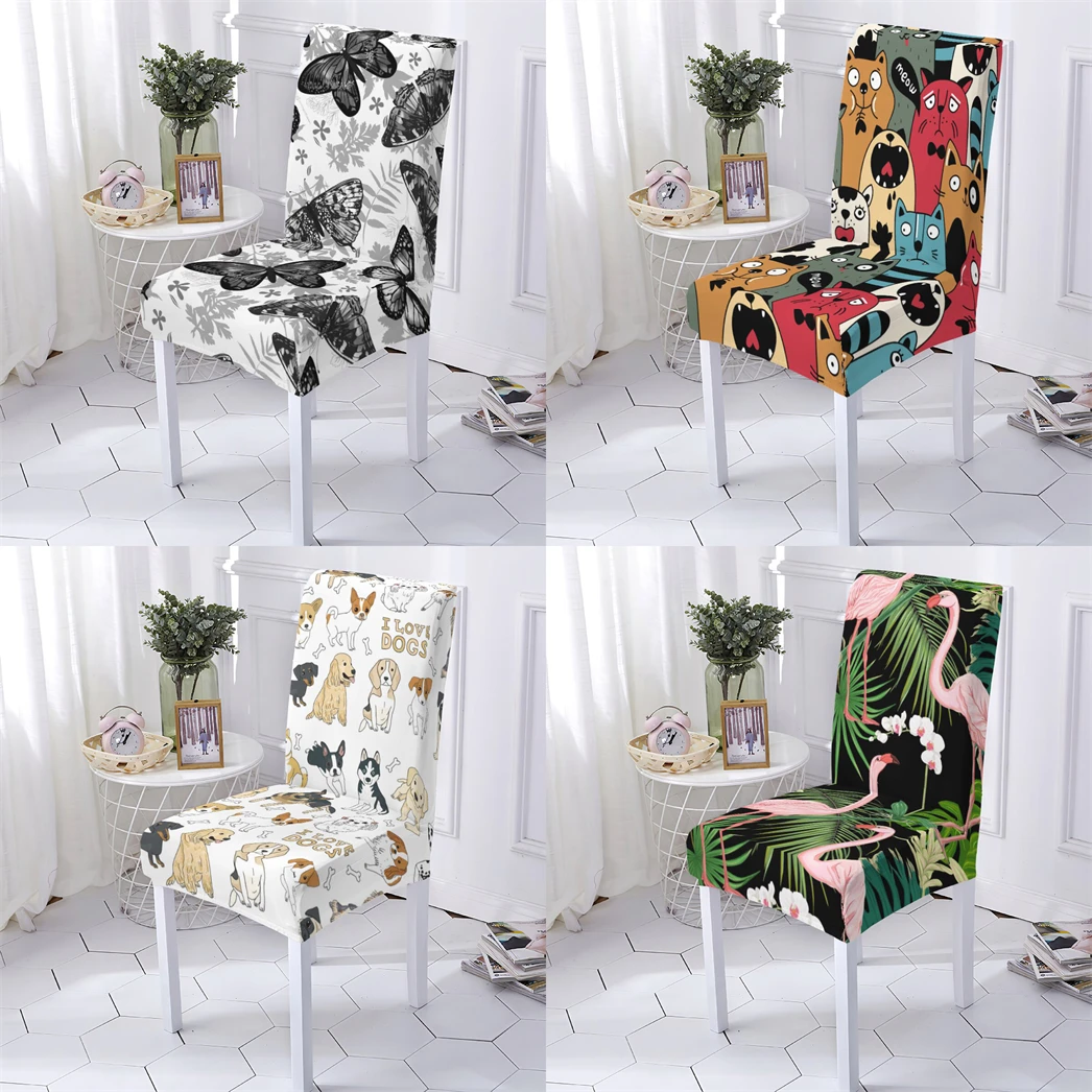 

Animal Style Computer Chair Cover Extensible Chair Cover Dining Room Cartoon Animal Pattern Bar Chairs Covers Home Stuhlbezug