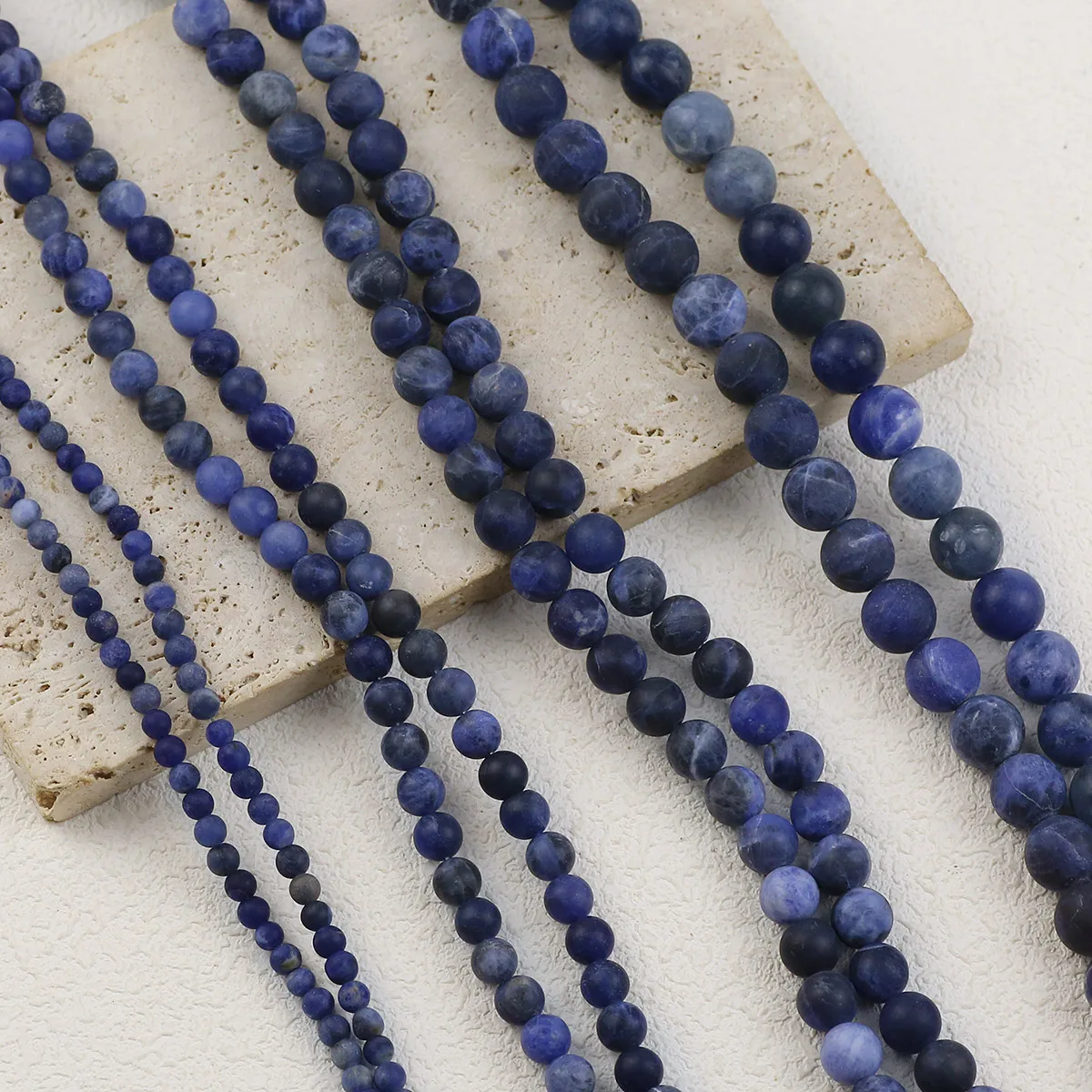 Matte Blue-vein Natural Stone Round Loose Beads For Jewelry Necklace Bracelet Handmade Making DIY Accessories 4 6 8 10 12mm