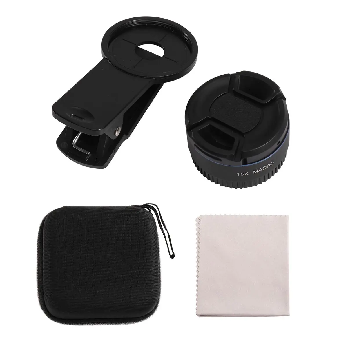 ABIU 15X Macro Lens External Camera for Mobile Phones with 37mm Lens Clamp HD Smartphone Camera Accessories
