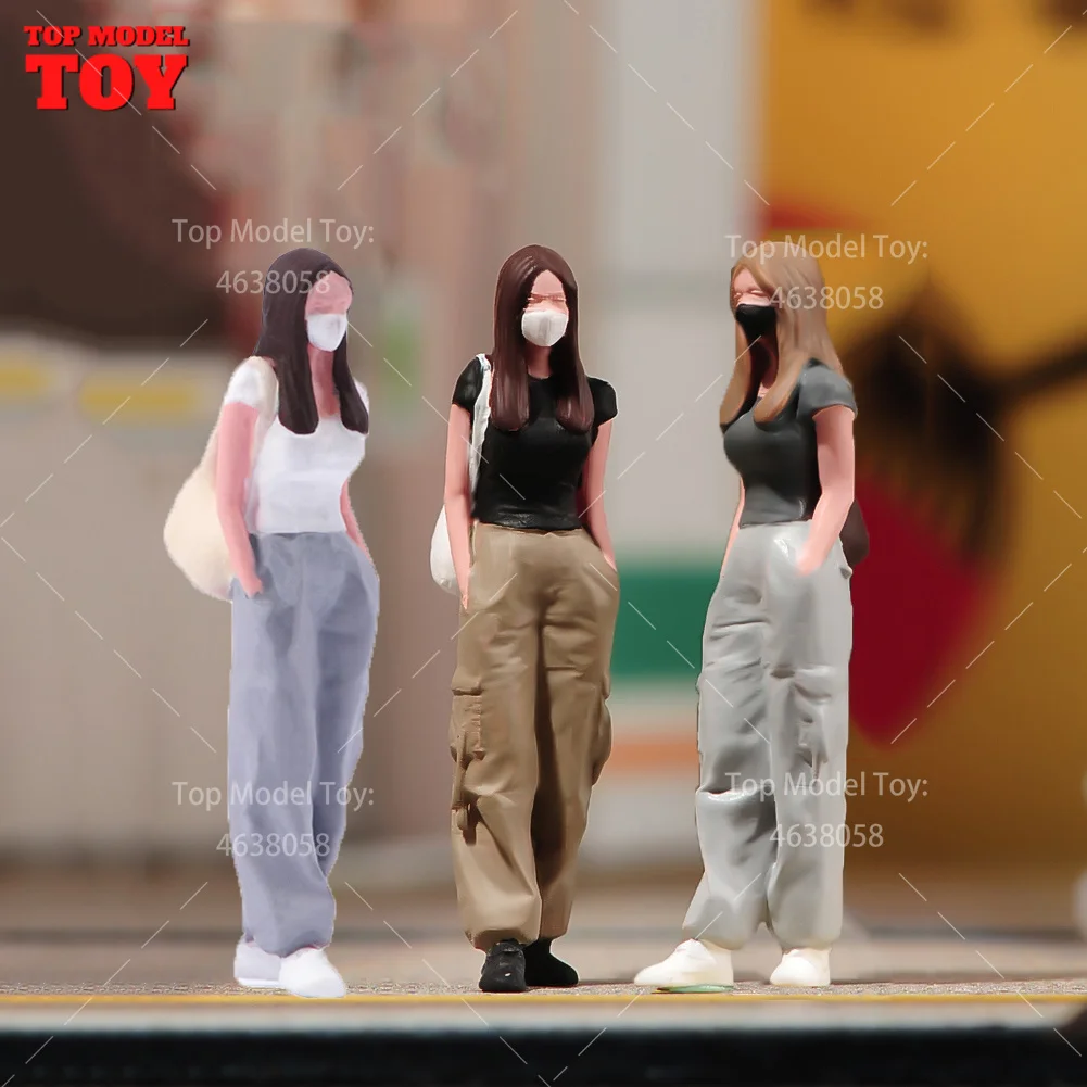 Painted Miniatures 1/24 1/64 1/43 1/87 Standing Leisure Style Beauty Female Scene Figure Doll Unpainted Model For Car Vehicles