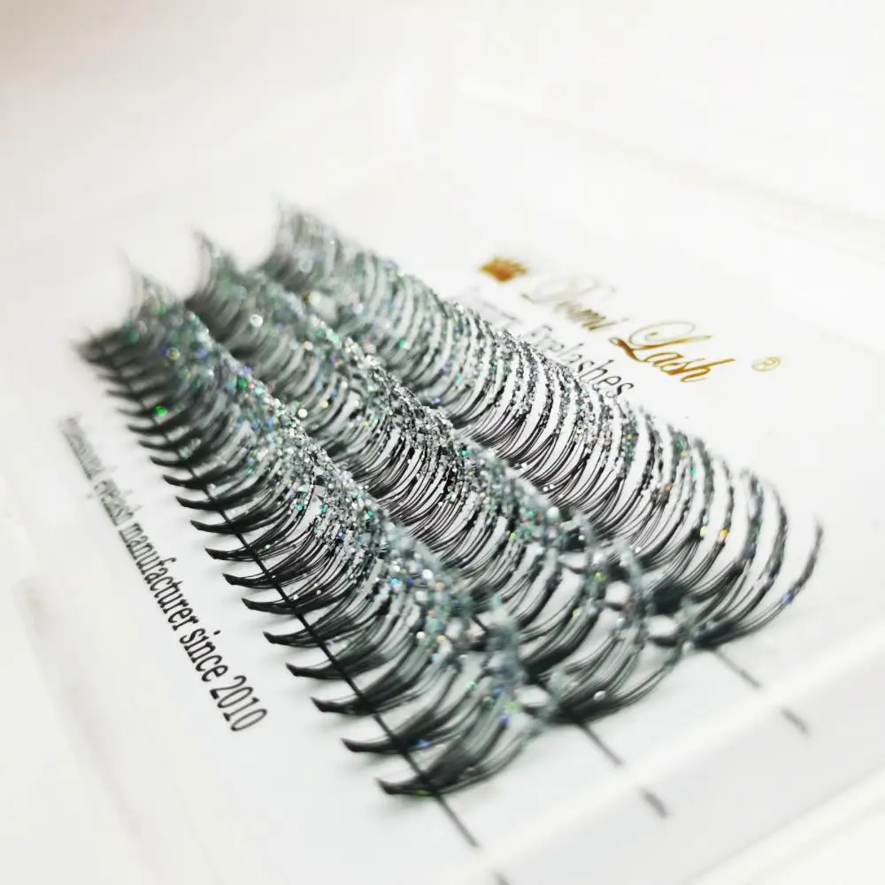 Veteran Tech New Design 20D 60 Bundle Glitter Cluster Eyelash Extension with Shining Powder for Makeup Lashes Extension Supplier
