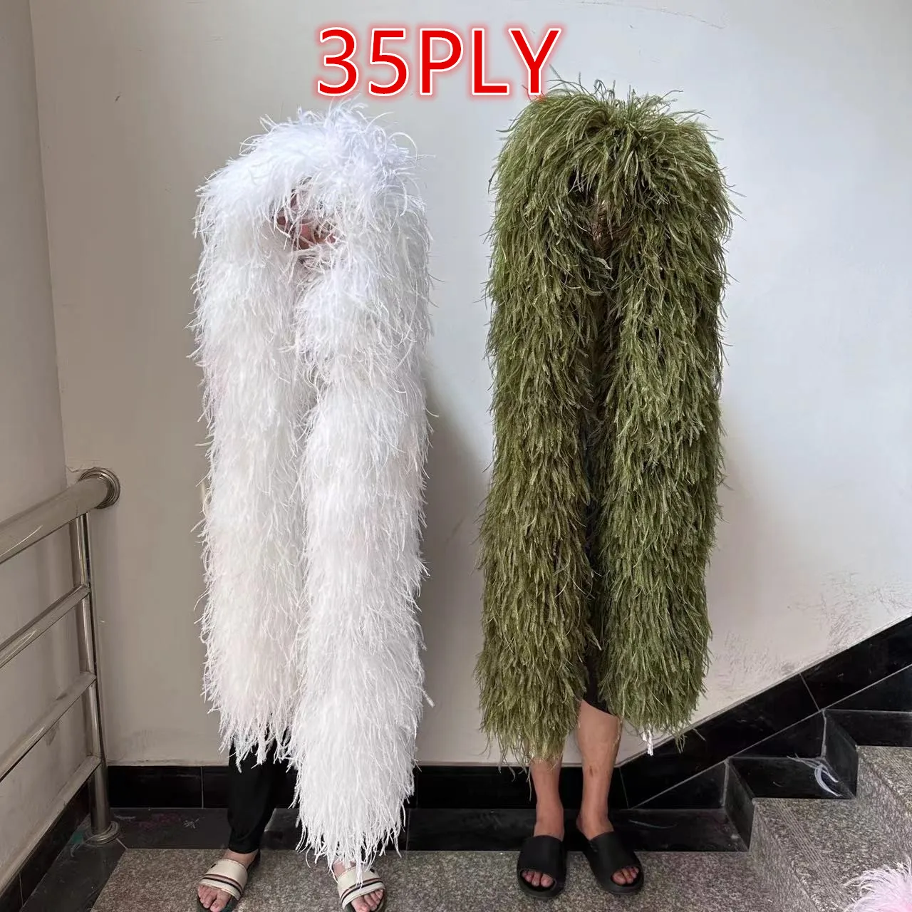 

35Ply High Quality Ostrich Feather Boas 6/8/10/15 Layers Fluffy White Feathers Shawl Wedding Clothing Decor Plumas Scarf 2Meters