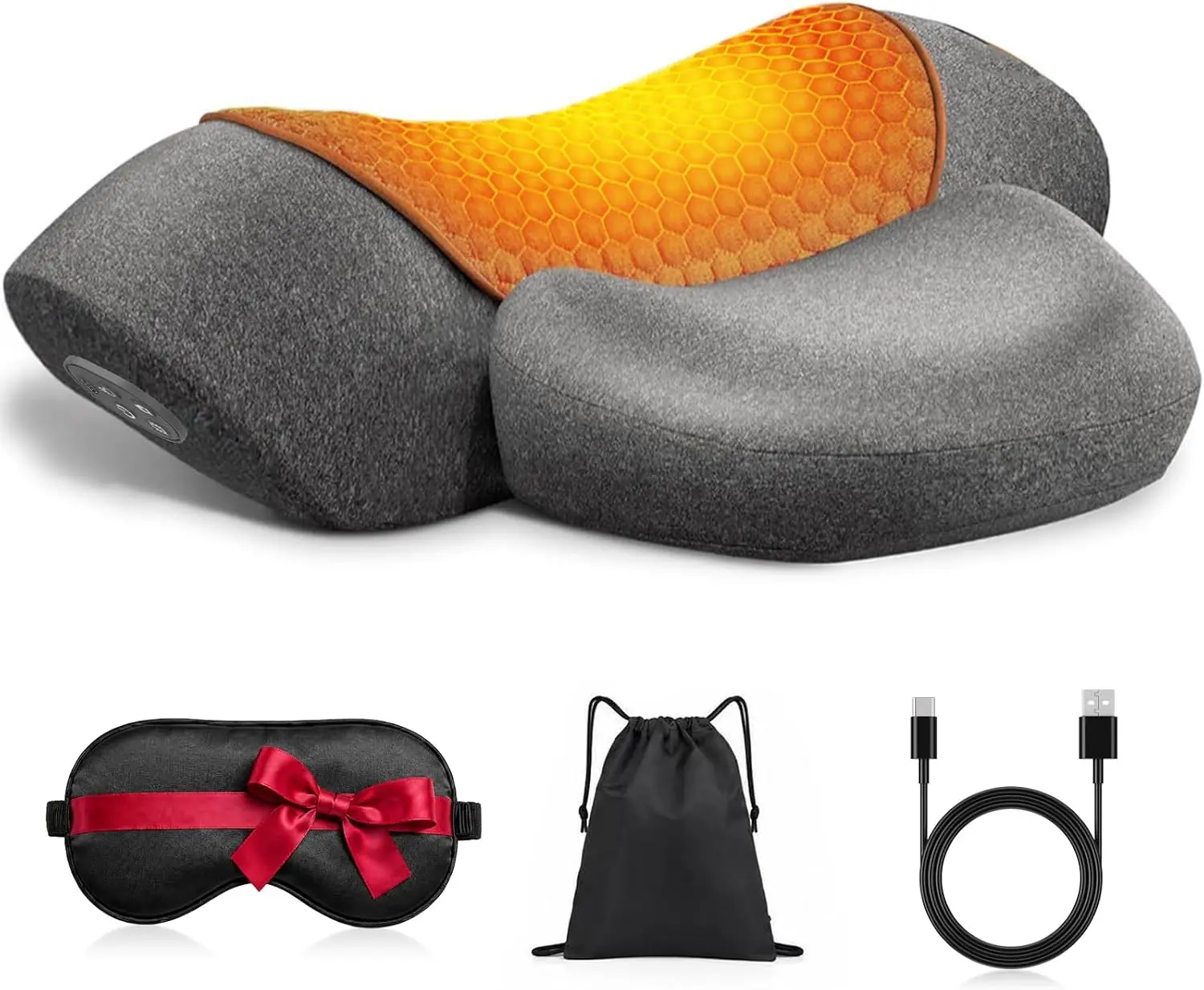 3-in-1 Rechargeable Neck Cervical Traction Device with Heat, Massage, Electric Stretch, Ergonomic Shoulder Relaxer,Grey
