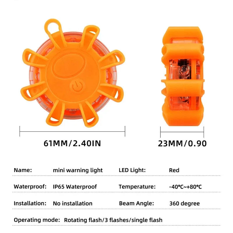 8Led Flares Emergency Lights Roadside Safety Beacon Disc Flashing Warning Flare Kit With Magnetic Roadside Warning Flasher image 3