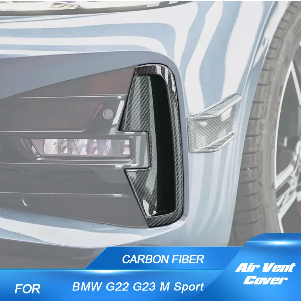 Front Carbon Fiber Air Vent Cover Fins Fender for BMW 4 Series G22 G23 M440i M Sport 2021 2022 Front Spoiler Guard
