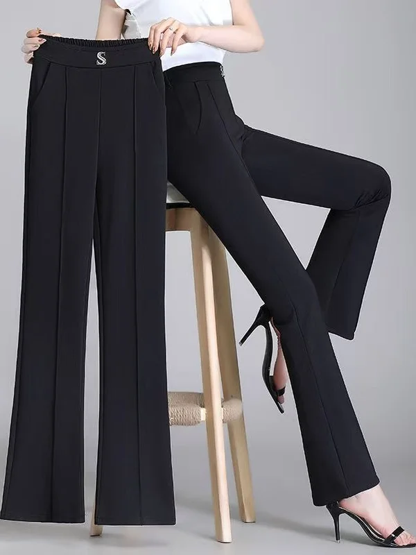 

Bla Flared Pants High Waist Loose Fit Summer Casual Thinming Trousers for plus Size Women Ele Drapey Wide Leg Trousers