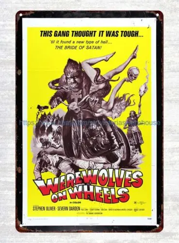 Werewolves on Wheels biker Movie Poster 1971 metal tin sign hanging wall decor