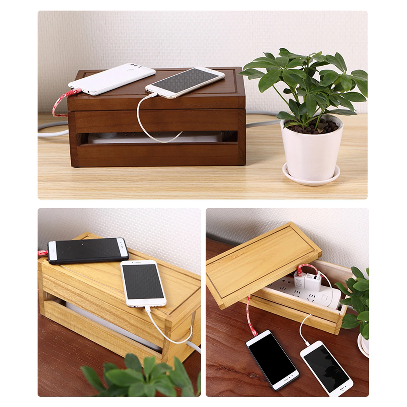 Cable Management Storage Case Box Cord Organizer Wire Hide Charger Storage Cover Power Stripe Surge Protector Home Office Decor