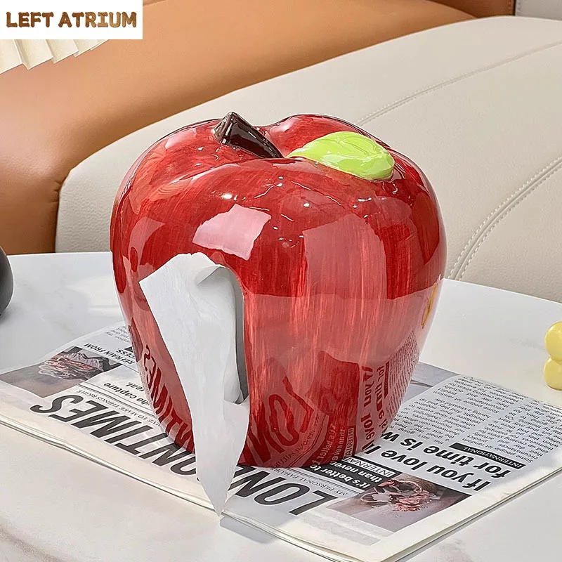 

Creative Apple Shape Ceramic Tissue Box Coffee Table Desk Decoration Simulated Apple Tissue Box Bedside Table Paper Towel Case