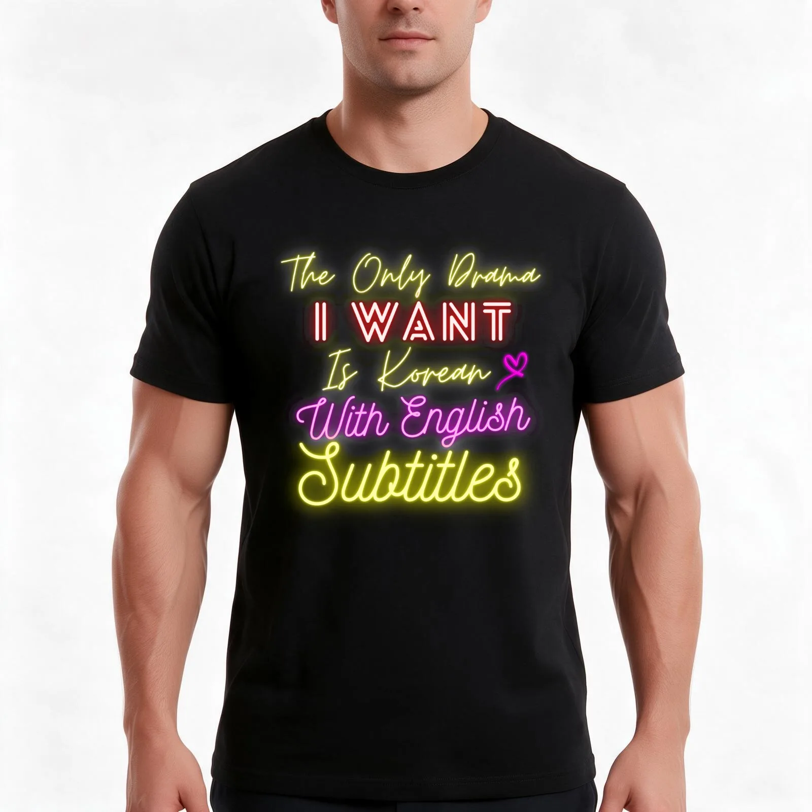 The Only Drama I Want Is Korean With English Subtitles T-Shirt Summer Casual Cotton Tee Oversized Streetwear Tops 100% Cotton