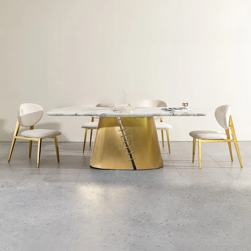 Marble Dining Table Stainless Steel Restaurant Furniture Hotel Long Table