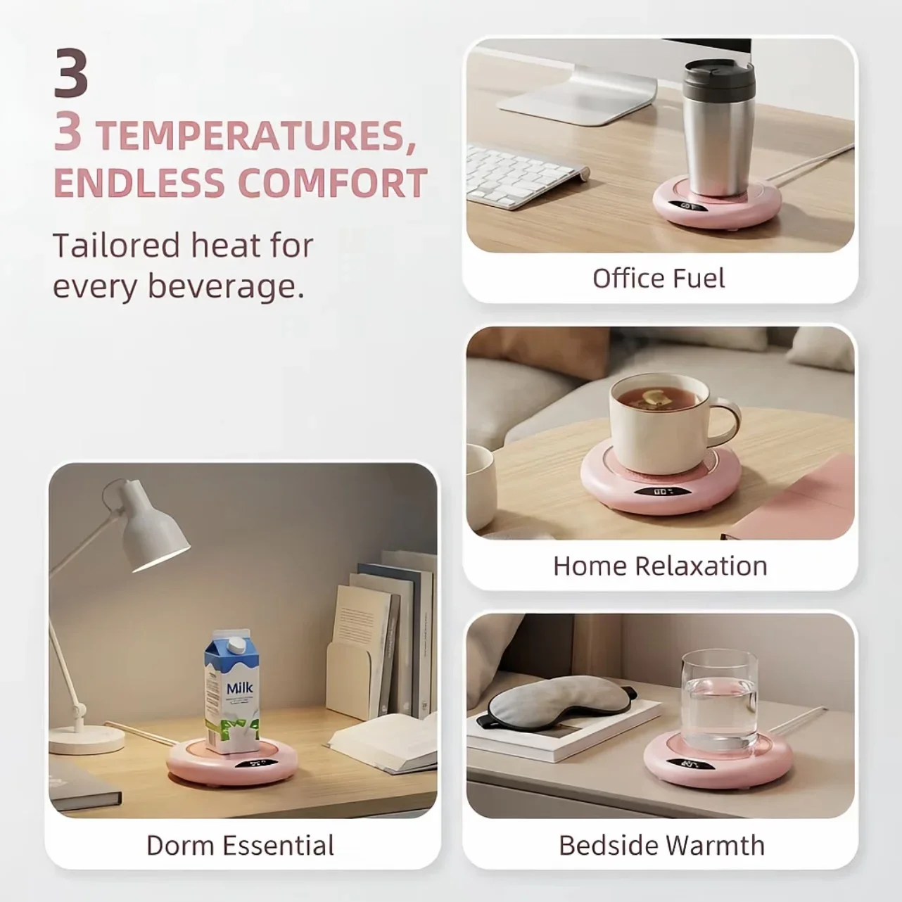 New USB Cup Warmer Coffee Mug Heating Coaster 3 Temperature Setting Thermostatic Hot Plate Milk Tea Water Heating Pad Cup Heater