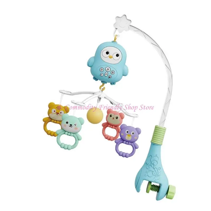 لعبة معلقة لسرير الأطفال المحمول بموسيقى حضانة الأطفال 85AE مع خشخشة دوارة بصوت مهدئ #5