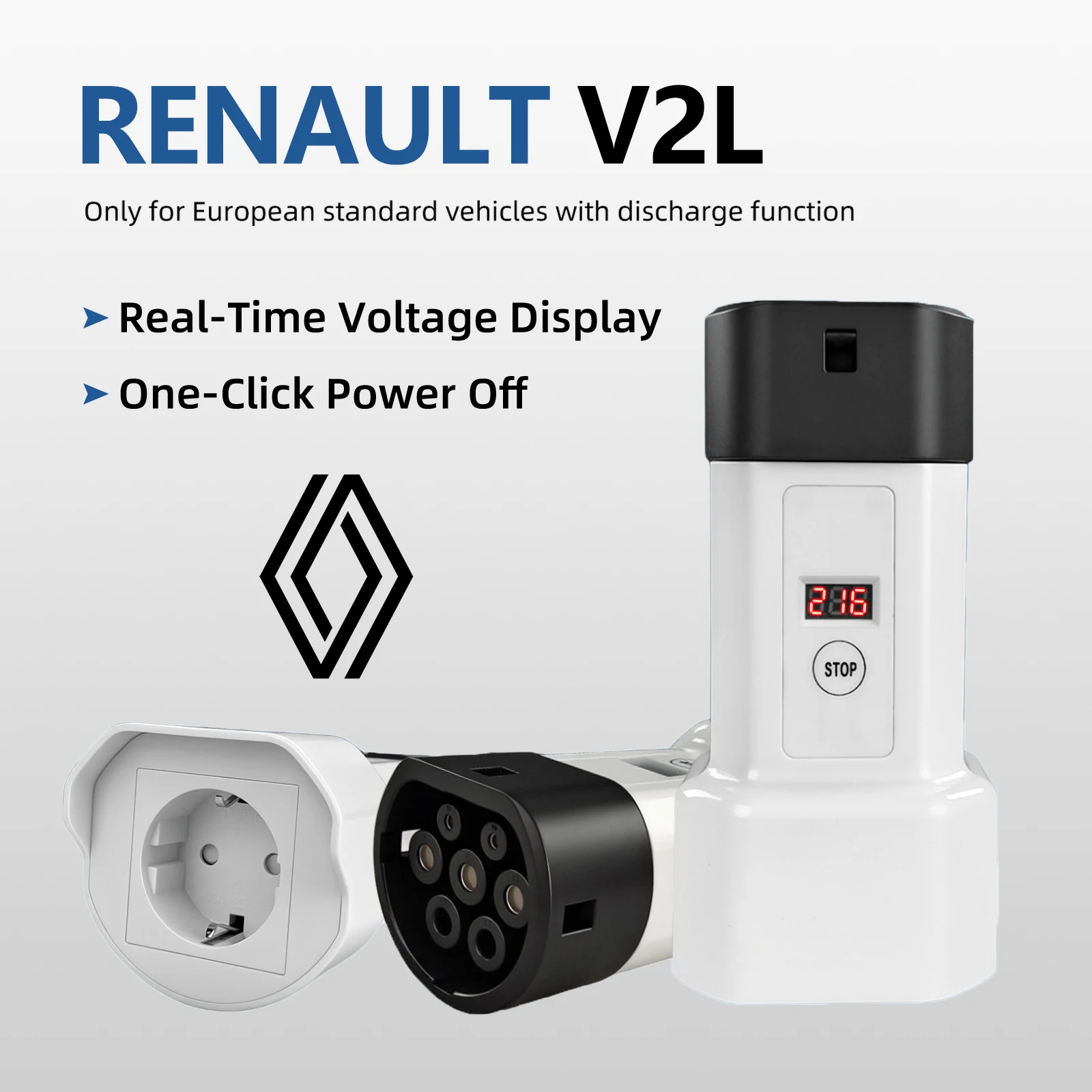 EVqiaoyi Type 2 V2L Ontlader adapter EU 16A socket type 2 Ontlading met voor Renault BYD Hyundai Xpeng Geely EX5 Omoda Jaecoo