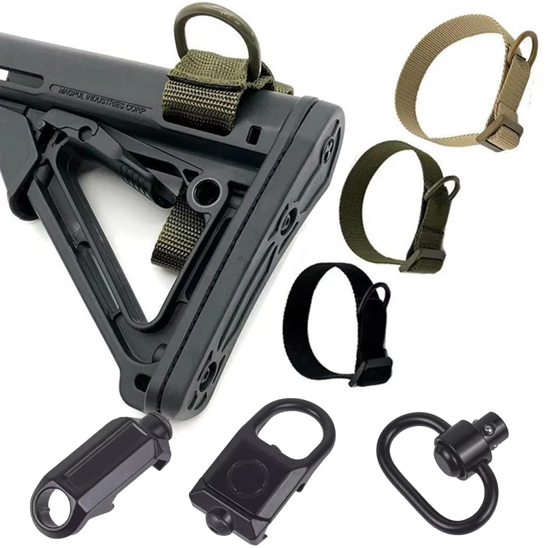 

Multifunction Airsoft Tactical ButtStock Sling Adapter Rifle Stock Gun Strap Rope Strapping Belt Mount Hunting for AR15 HK416
