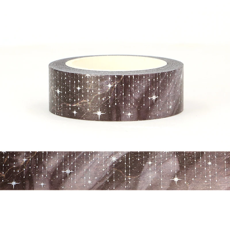 NEW 10pcs Deco Grey Black Galaxy Cloud Silver Stars Washi Tapes for Gift Wrap Masking Tape Cute Journal Stationery Supply