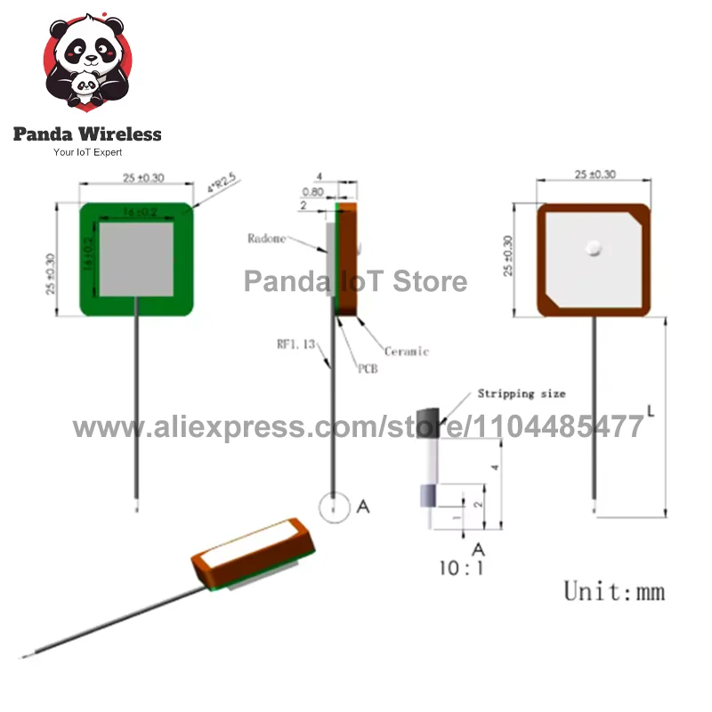 28DBI High Gain Active High-Precision Positioning Ceramic Antenna GPS+BD GNSS Built-in AntennaL1 L5 Dual Band U.FL SMA-J/angel