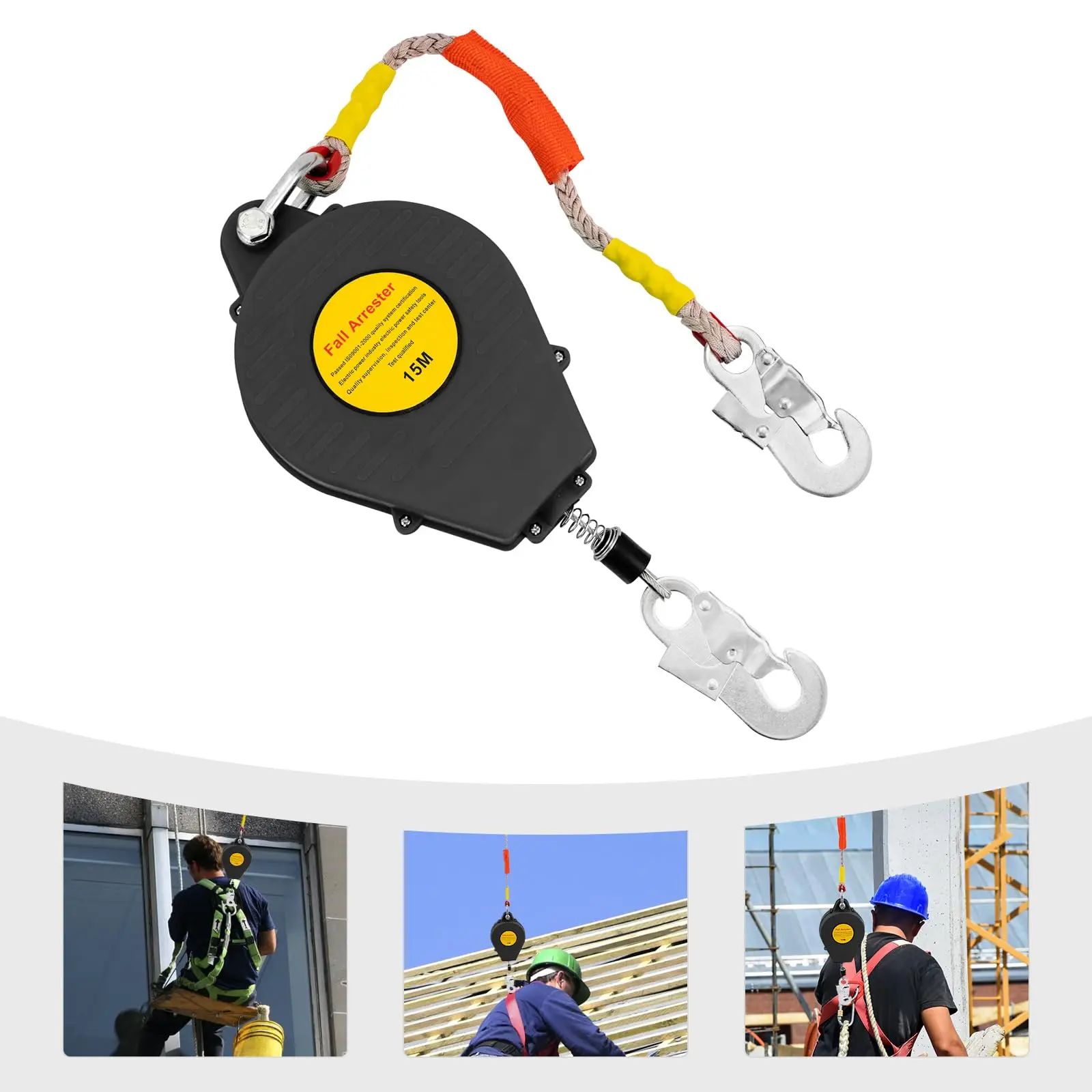 Безопасный самовыдвижной спасательный канат 49,2 фута, устройство защиты от падения, портативный стальной трос 330 фунтов для электропитания