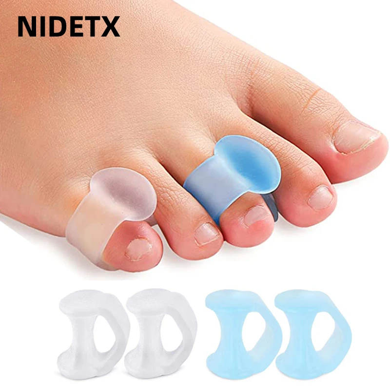 4pcs=2pairs Silicone Separator Hallux Valgus Finger Protector Toe Orthopedic Products Corrector Feet Care Straightener Pedicure