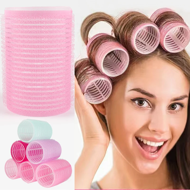 Multi Size Self-adhesive Curling Tube Lazy Air Bangs Roll Hair Curler DIY Hairdressing Styling Tool for Women Purple Pink Roller