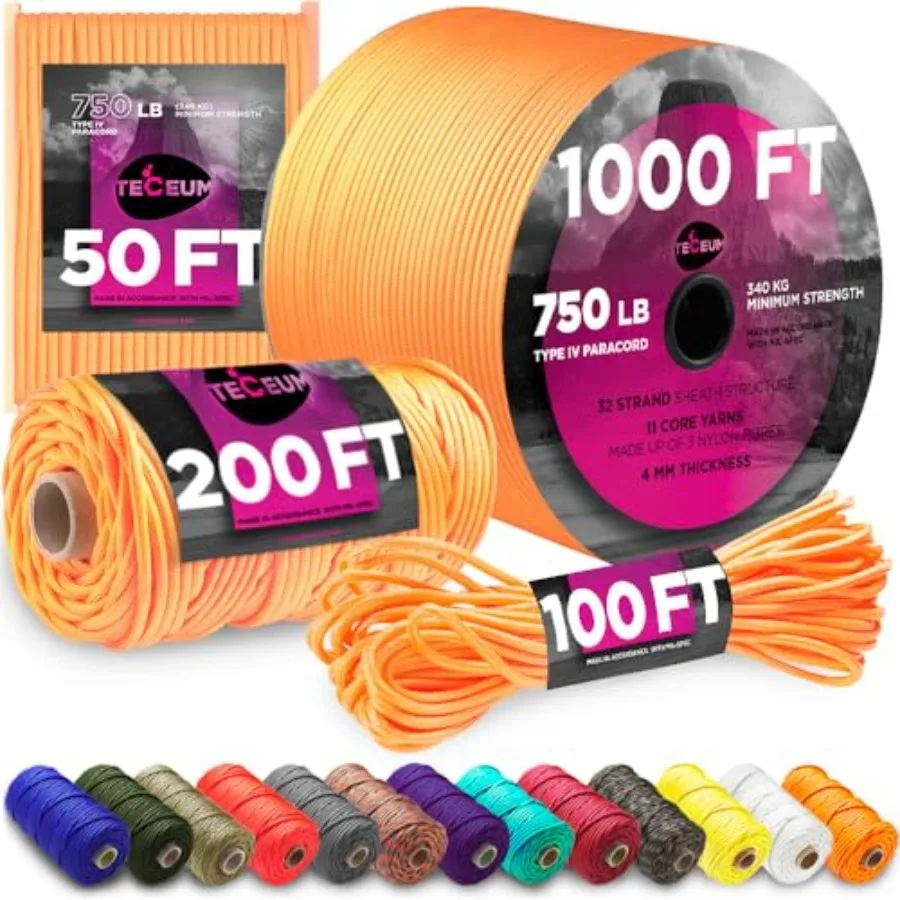 

Paracord Rope 7 lb 0// 120// String Parachute Cord for Camping Survival Outdoor Gear 35+ Colors Nylon Utility Rope Tactical Sur