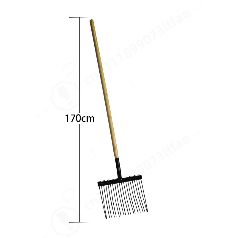 Large Steel Manure Fork Dense Tines Pitchfork Stable Cleaning Tool Horse Farm Equipment for Manure Collection