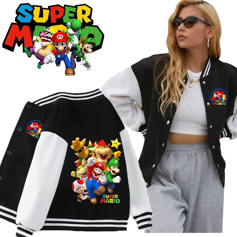 Super Mario Bros Men Jacket Coat Princess Peach Luigi Women Clothing Cartoon Game Character Graphic Print Jackets Party Gifts