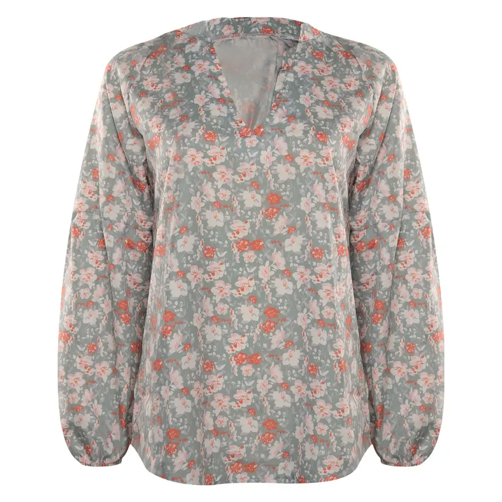 Chemise à manches longues et col en V à imprimé floral bohème pour femmes, chemisiers adt décontractés, costume de cosplay en Y, Halloween, carnaval, fête trempée