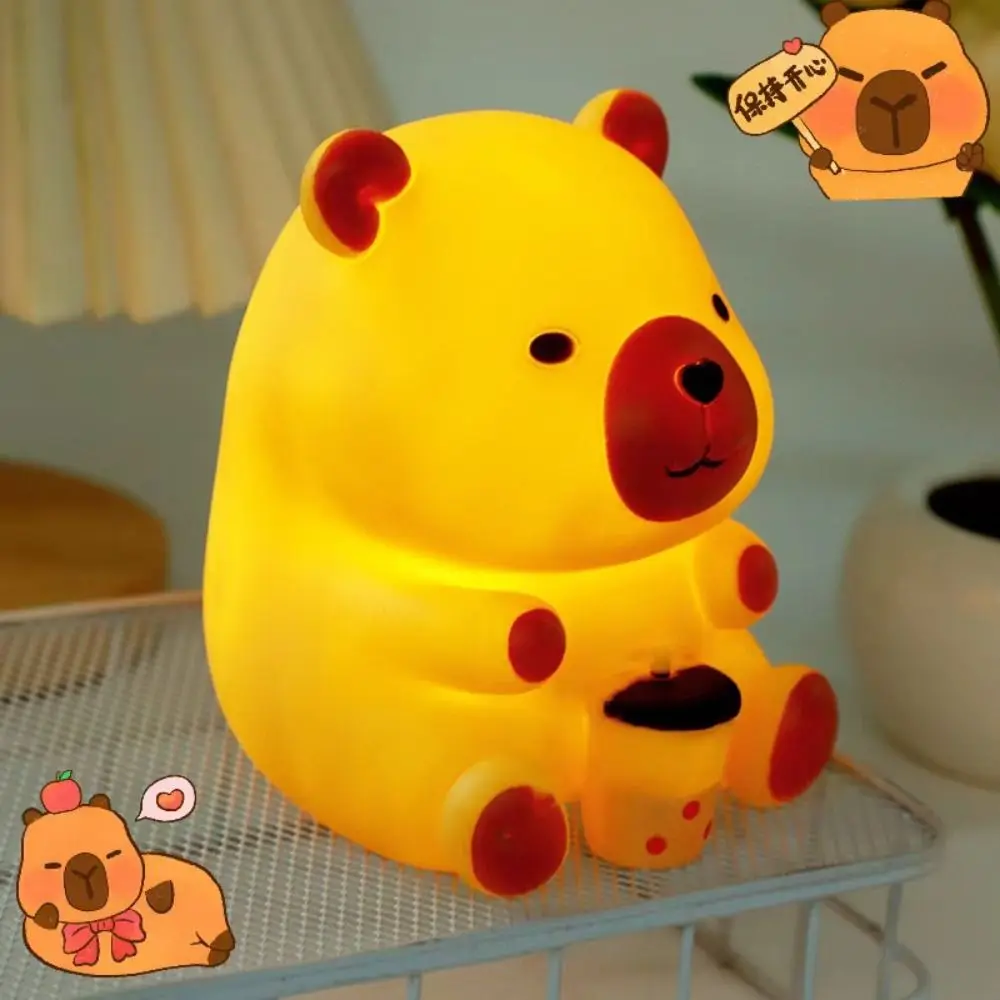 Capybara Shape Capybara Night Light Soft Light Silicone Guinea Pig Night Light Eye Protection LED Capybara Silicone Lamp