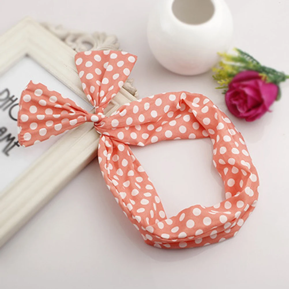 

6Pcs Bow Wire Headband Polka Dot Stripe Flexible Bow Design Hair Band for Women Elegant Wire Hair Holders Wrap Head Decor
