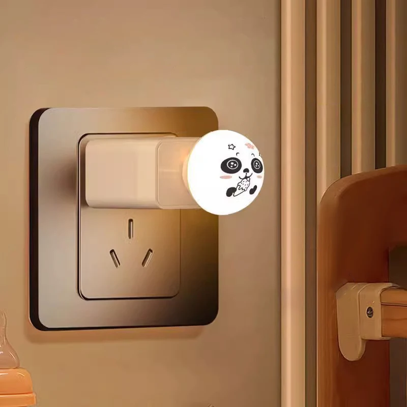 USB Panda Artificial Smart Voice Controlled Night Light LED Light Plug-in Bedsides Lamp Indoor Bedroom Living Room Sleep Lights