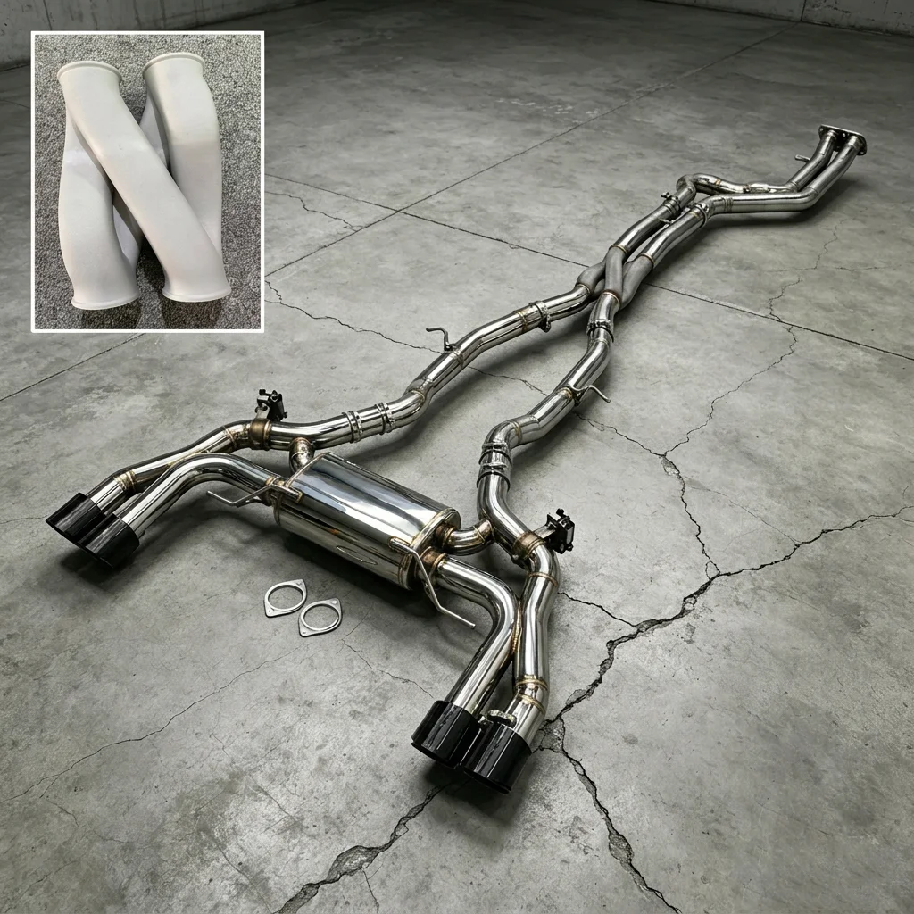 

Electronically Controlled Valvetronic Rear Exhaust with Racing Muffler, Compatible with BMW X3M/X4M F97/F98 SS304