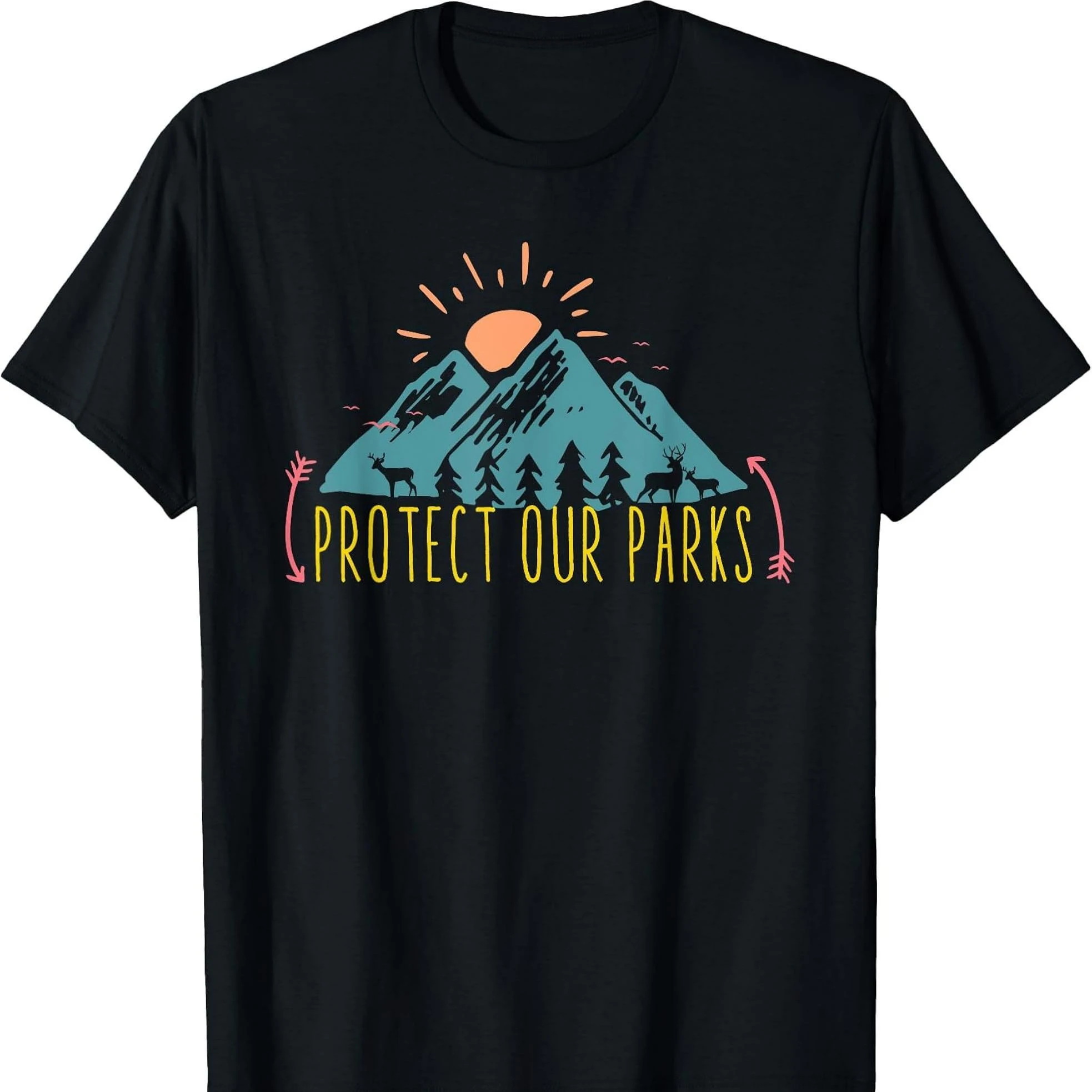 

Protect Our Parks US National Parks Camping Hiking Nature T-Shirt 100% Cotton O-Neck Short Sleeve Summer Casual Mens T-shirt