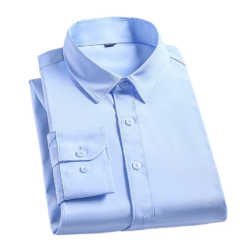 Camisas de Negocios de Lujo para Hombre, Chemisette Homme De Luxe 2026, Camisas Casuales de Manga Larga de Color Sólido para Hombre, Ropa de Trabajo de Oficina