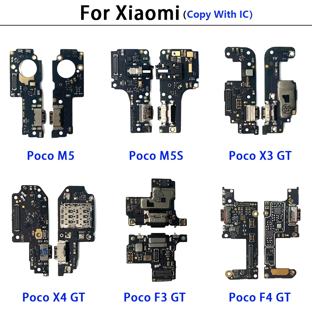 50Pcs，USB Charger Charging Port Microphone Dock Connector Board Flex For Xiaomi Poco C61 F4 5G F3 GT X5 F5 Pro M5 M5S X3 X4 GT