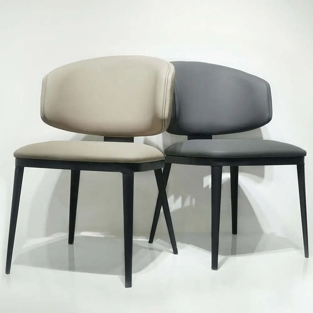 

#Nordic Hotel Style Minimalist Dining Chair Modern Luxury Metal Frame Leather Upholstered Eco-Friendly Durable Home Furniture