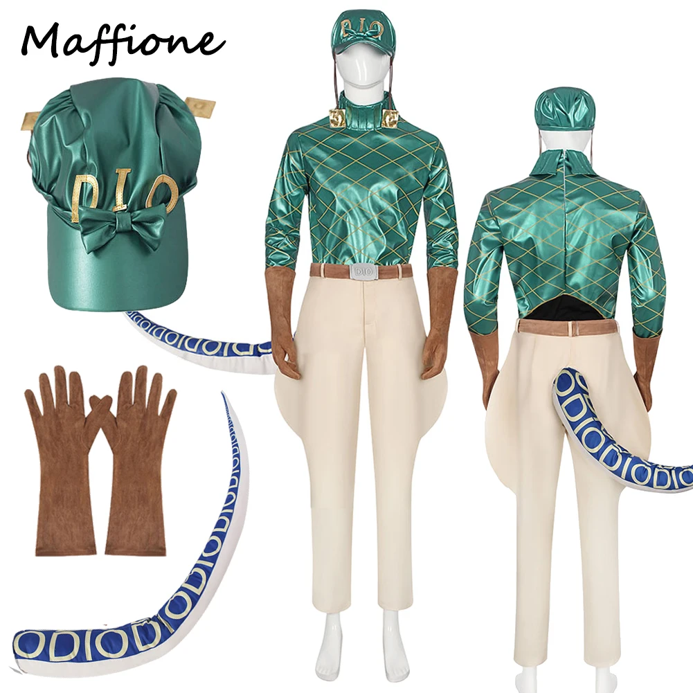 

Костюм для косплея Дизея Брандо из аниме «JoJo's Bizarre Adventure», мужской, зеленый, с перчатками и шляпой, для Хэллоуина