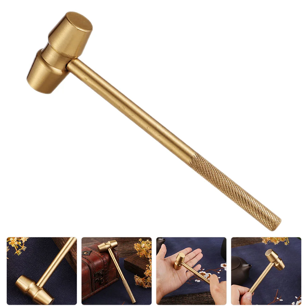 

Mini Brass Hammer Decor Figurine Vintage Exquisite Statue Desktop Toy Anti Explosion Hammer nament Space Saving Tea House Decor