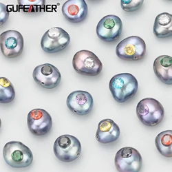 GUFEATHER MD96,natural pearl,jewelry accessories,pearl with zircons,hand made,charms,jewelry making,diy pendants,6pcs/lot