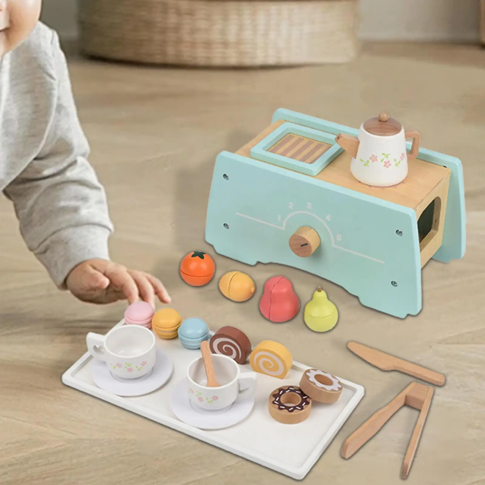 

Kids Tea Set Pretend Toy Educational with Teapots Cups Princess Tea Time Toys Pretend Play Playset for Kids Birthday Gift Girls