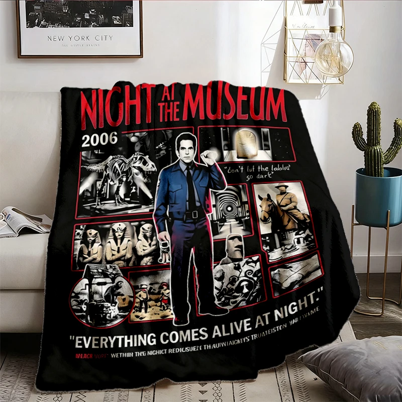 Night at the Museum 2006 Movie Graphic Soft Blanket, Larry Daley Exhibits Comfy Blanket